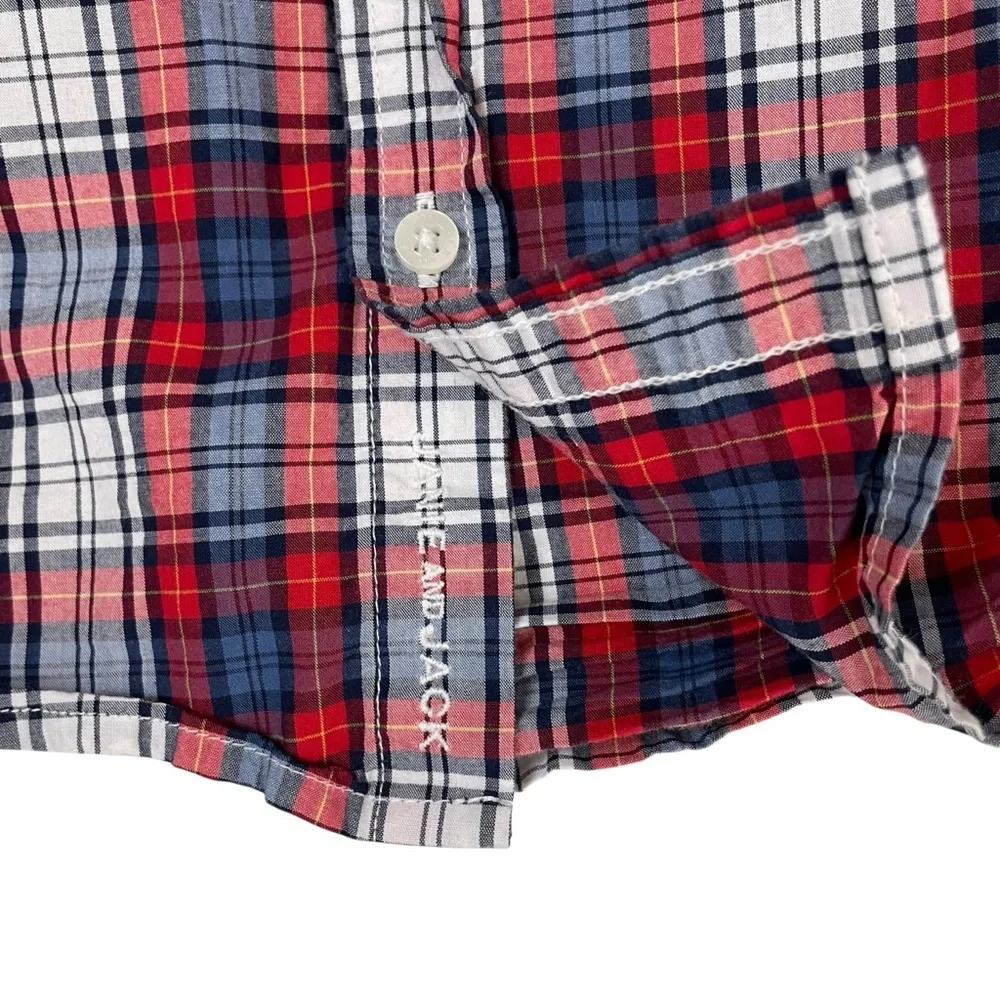 Janie and Jack Maroon Tartan‎ Poplin Button-Up Shirt